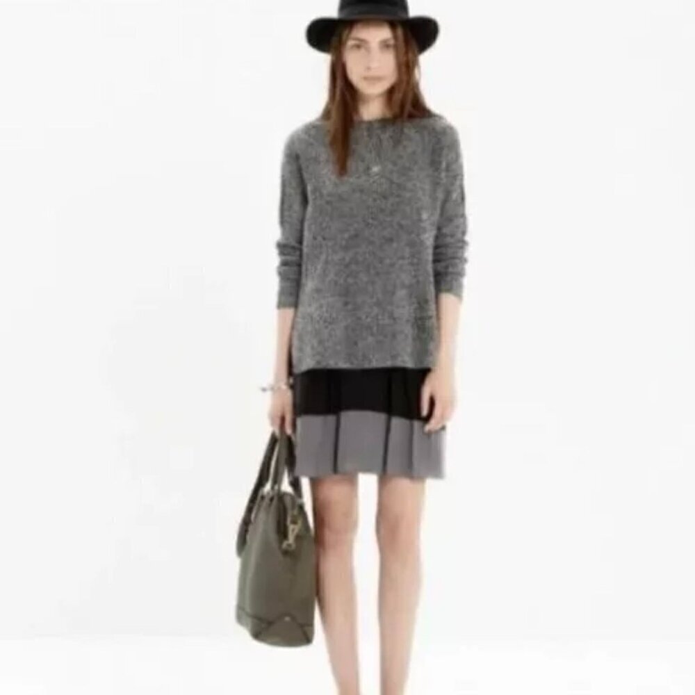 Madewell Premiere Gray Black A-Line Color Block Silk Skirt - XS